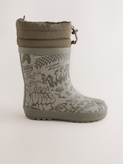 Grey Graffiti Adjustable Cuff Wellies - Image 2 of 5