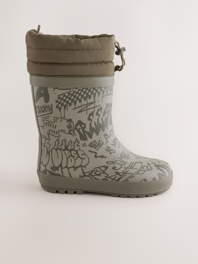 Grey Graffiti Adjustable Cuff Wellies - Image 2 of 5 Grey Graffiti Adjustable Cuff Wellies - Image 2 of 5