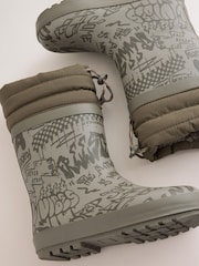 Grey Graffiti Adjustable Cuff Wellies - Image 5 of 5