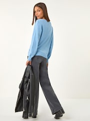 Roman Blue V-Neck Sparkle Hotfix Knit Jumper - Image 3 of 5
