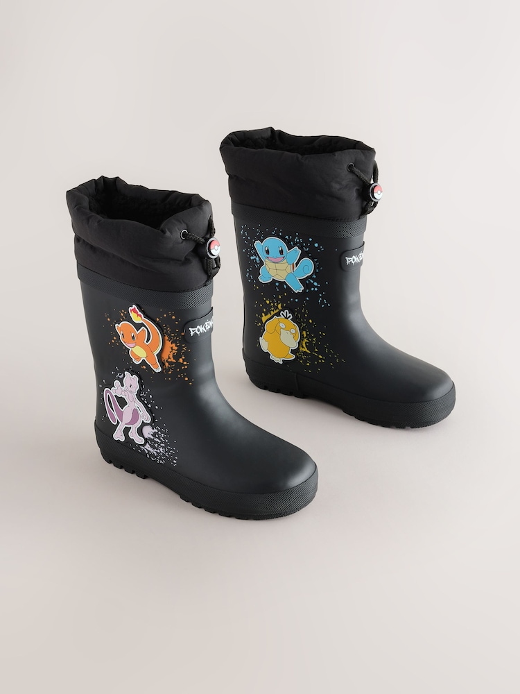 Black Pokemon Adjustable Cuff Wellies - Image 1 of 5 Black Pokemon Adjustable Cuff Wellies - Image 1 of 5