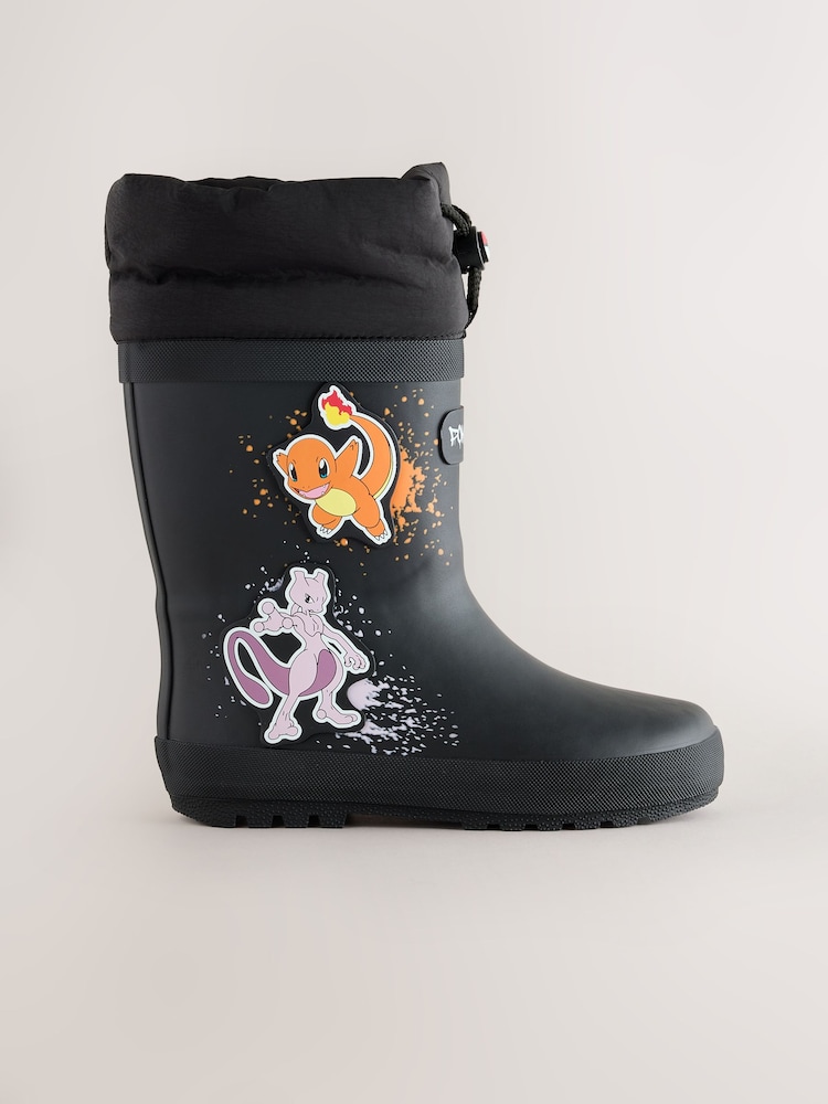 Black Pokemon Adjustable Cuff Wellies - Image 2 of 5 Black Pokemon Adjustable Cuff Wellies - Image 2 of 5