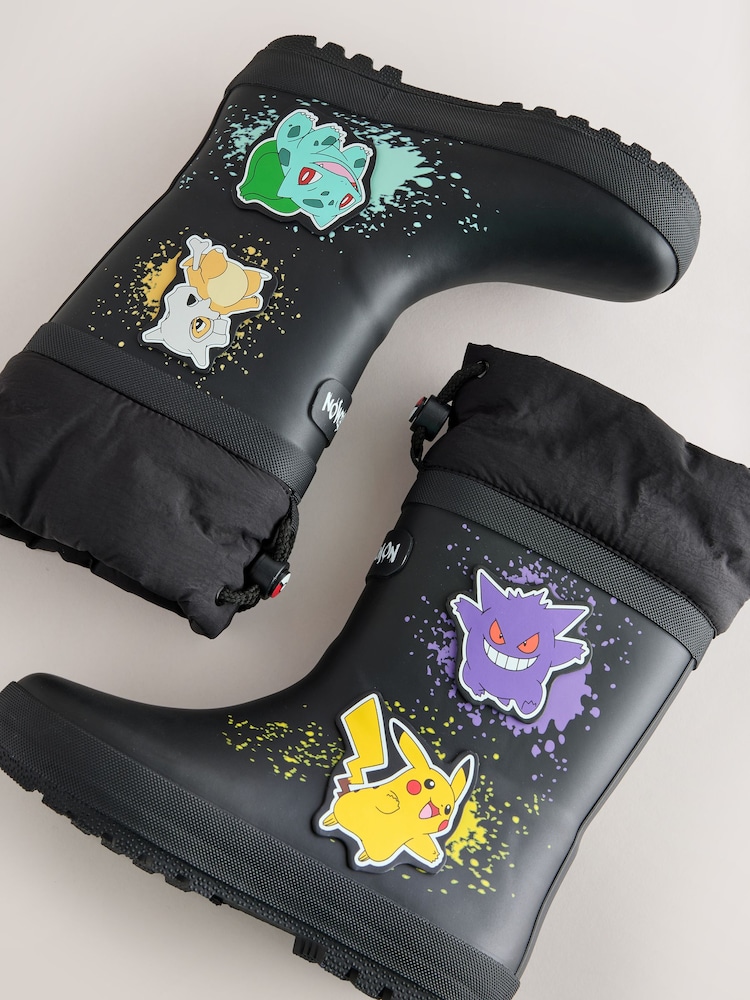 Black Pokemon Adjustable Cuff Wellies - Image 5 of 5 Black Pokemon Adjustable Cuff Wellies - Image 5 of 5