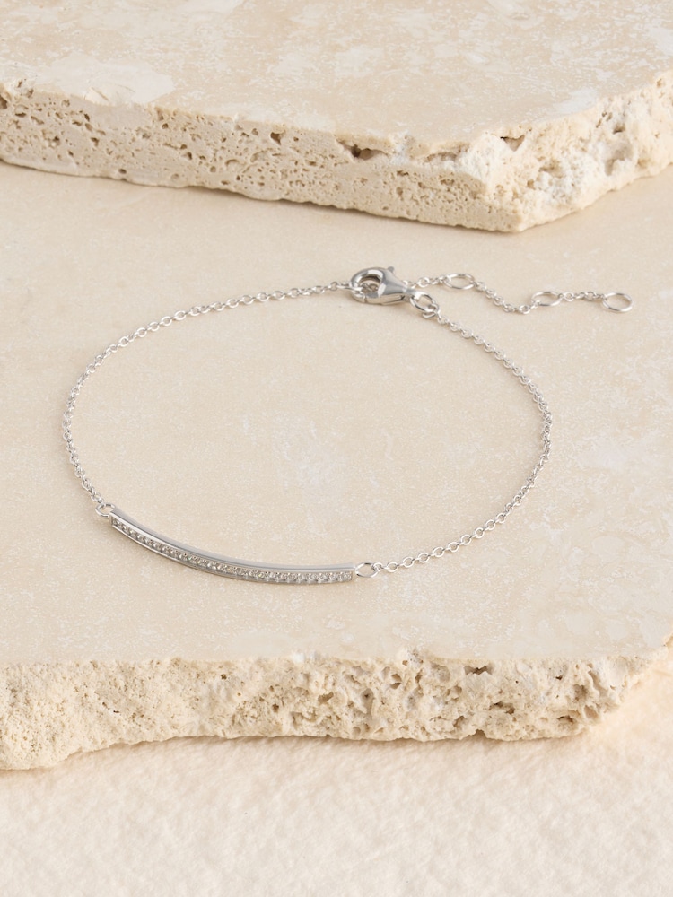 Sterling Argent - Cubic Zirconia Bar Bracelet - Image 1 de 3