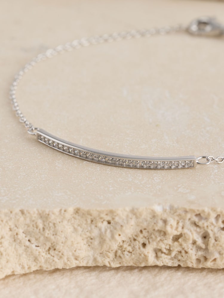 Sterling Argent - Cubic Zirconia Bar Bracelet - Image 2 de 3