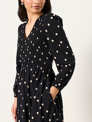 FatFace Danni Black Spot Petite Midi Dress - Image 4 of 5