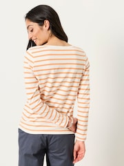 FatFace Breton Orange Striped 100% Cotton T-Shirt - Image 2 of 5