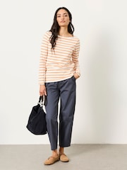 FatFace Breton Orange Striped 100% Cotton T-Shirt - Image 4 of 5