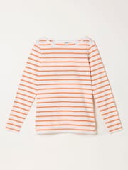 FatFace Breton Orange Striped 100% Cotton T-Shirt - Image 5 of 5