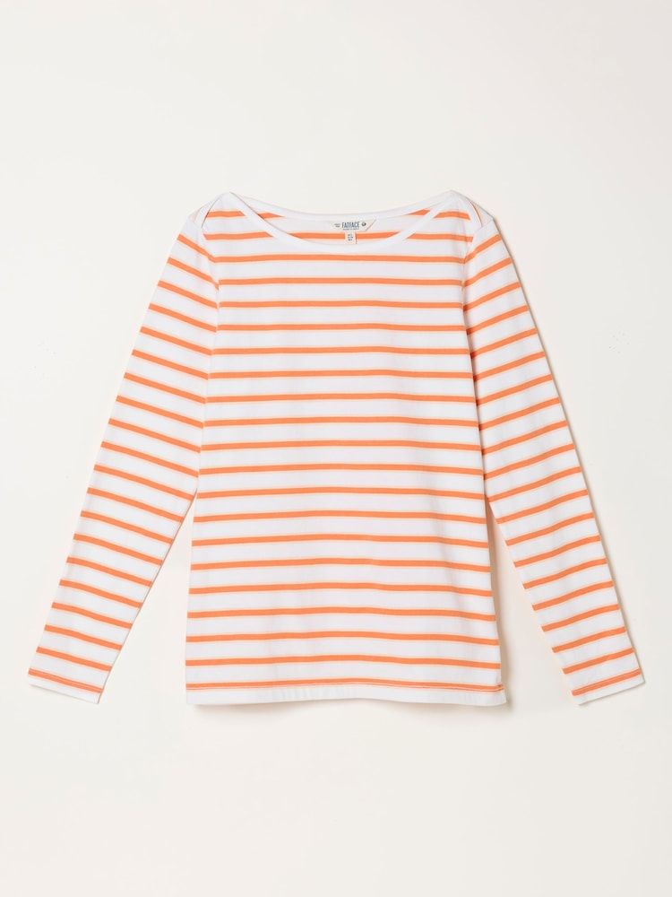 FatFace Breton Orange Striped 100% Cotton T-Shirt - Image 5 of 5
