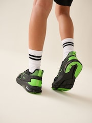 Black/Green Standard Fit (F) Elastic Lace Trainers - Image 3 of 9