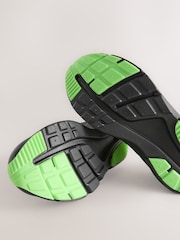 Black/Green Standard Fit (F) Elastic Lace Trainers - Image 8 of 9