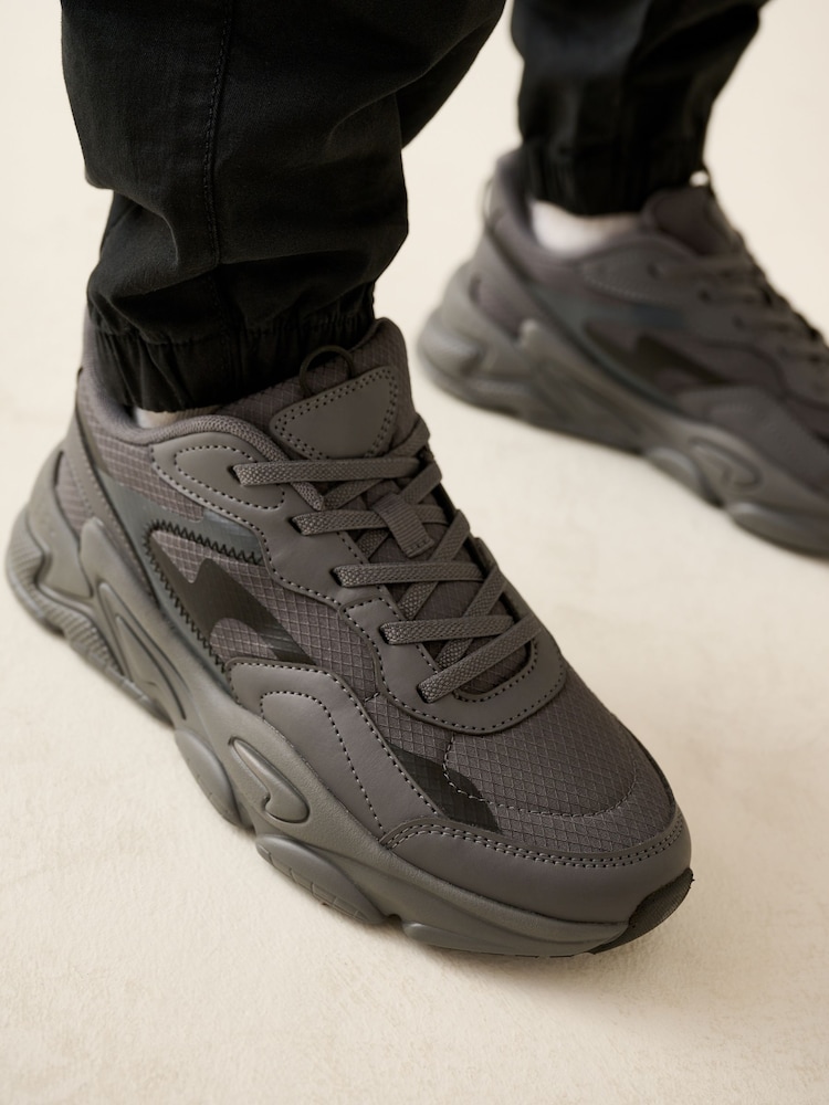 Grey Elastic Lace Trainers - Image 1 of 10 Grey Elastic Lace Trainers - Image 1 of 10