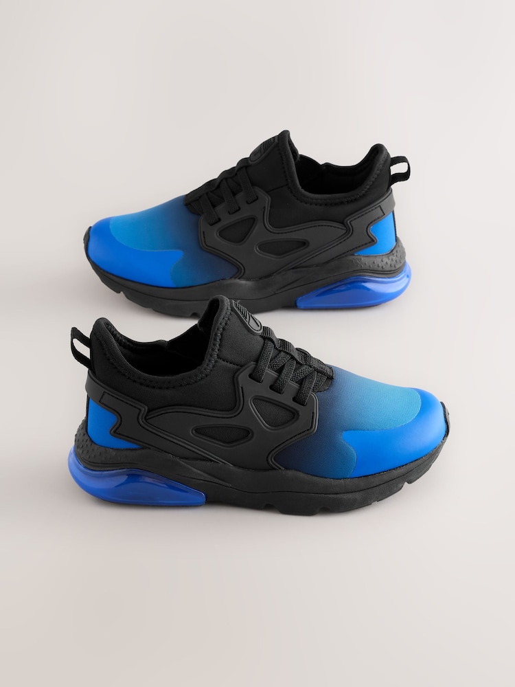 Black Blue Ombre Wide Fit (G) Elastic Lace Trainers - Image 1 of 4