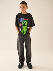 Black/Green Standard Fit (F) Minecraft Light Up Trainers - Image 1 of 11