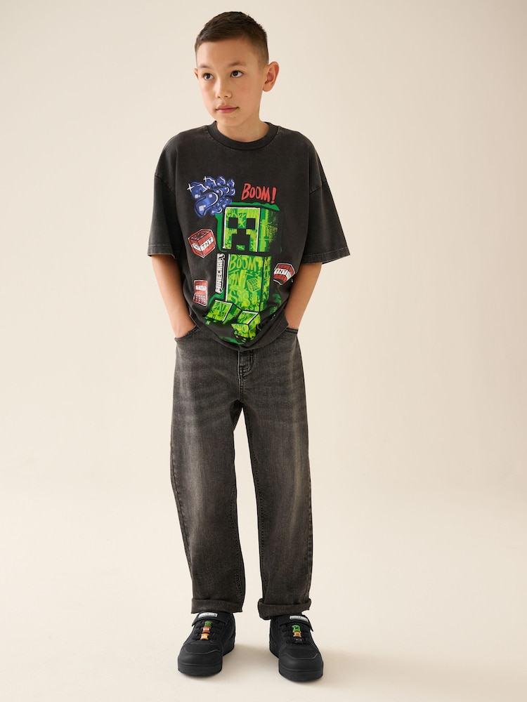Black/Green Standard Fit (F) Minecraft Light Up Trainers - Image 1 of 11 Black/Green Standard Fit (F) Minecraft Light Up Trainers - Image 1 of 11