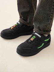 Black/Green Standard Fit (F) Minecraft Light Up Trainers - Image 3 of 11