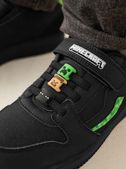 Black/Green Standard Fit (F) Minecraft Light Up Trainers - Image 5 of 11