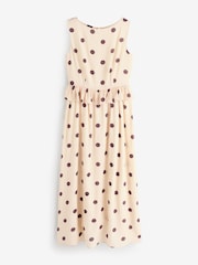 Laura Ashley Brown/Yellow 2 in 1 Peplum Polka Dot Midi Dress - Image 6 of 8