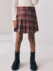 Orange/Brown Check Pleated Skirt (3-16yrs) - Image 1 of 4