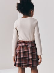Orange/Brown Check Pleated Skirt (3-16yrs) - Image 3 of 4