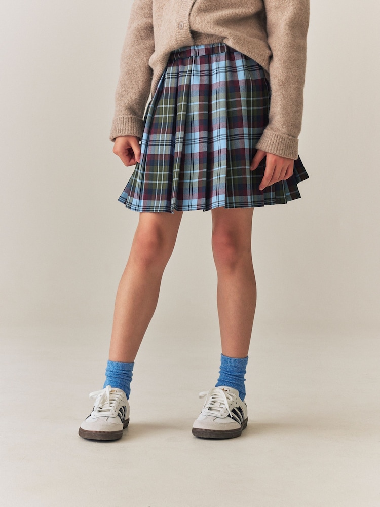 Blue/ Green Check Pleated Skirt (3-16yrs) - Image 1 of 8