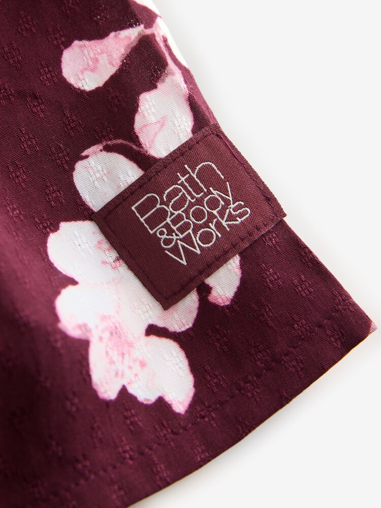 Bath & Body Works Berry Red Japanese Cherry Blossom Frill Cami Pyjamas Set - Image 12 of 12
