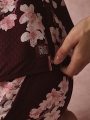 Bath & Body Works Berry Red Japanese Cherry Blossom Frill Cami Pyjamas Set - Image 7 of 12