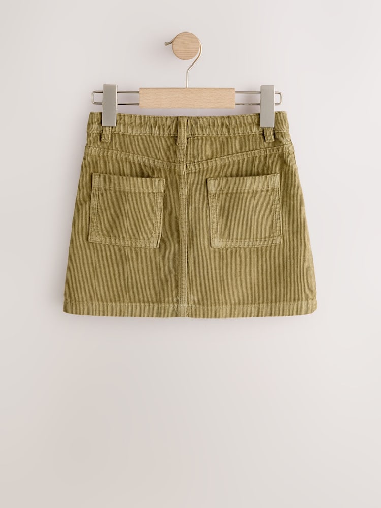 Khaki Green Cord Button Front Detail Skirt (3-16yrs) - Image 2 of 4