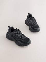 Black Standard Fit (F) Elastic Lace Trainers - Image 1 of 6