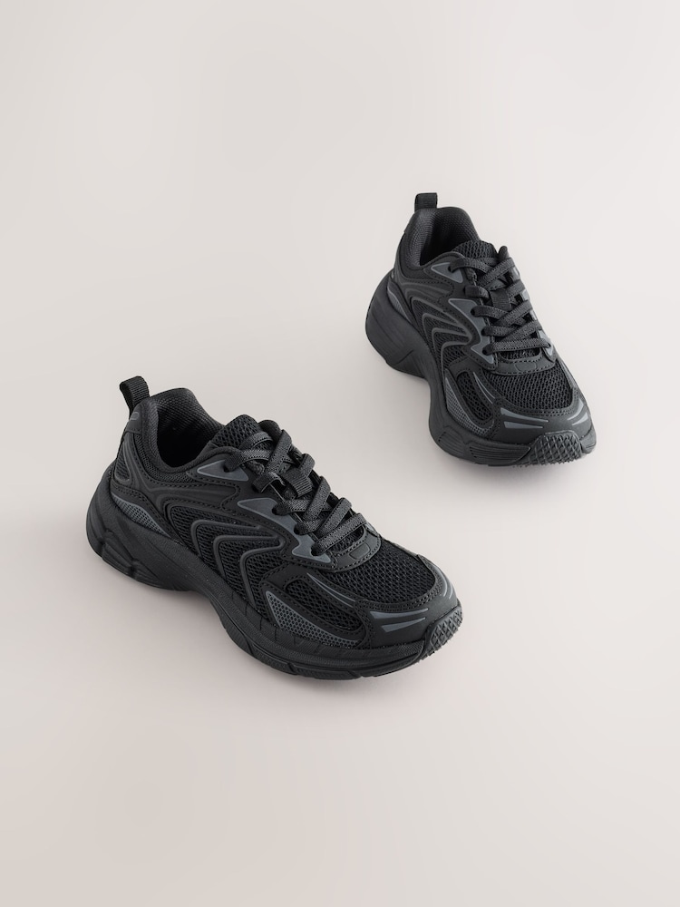 Black Standard Fit (F) Elastic Lace Trainers - Image 1 of 6 Black Standard Fit (F) Elastic Lace Trainers - Image 1 of 6