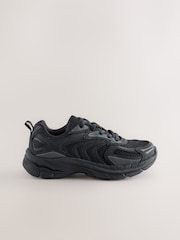 Black Standard Fit (F) Elastic Lace Trainers - Image 2 of 6