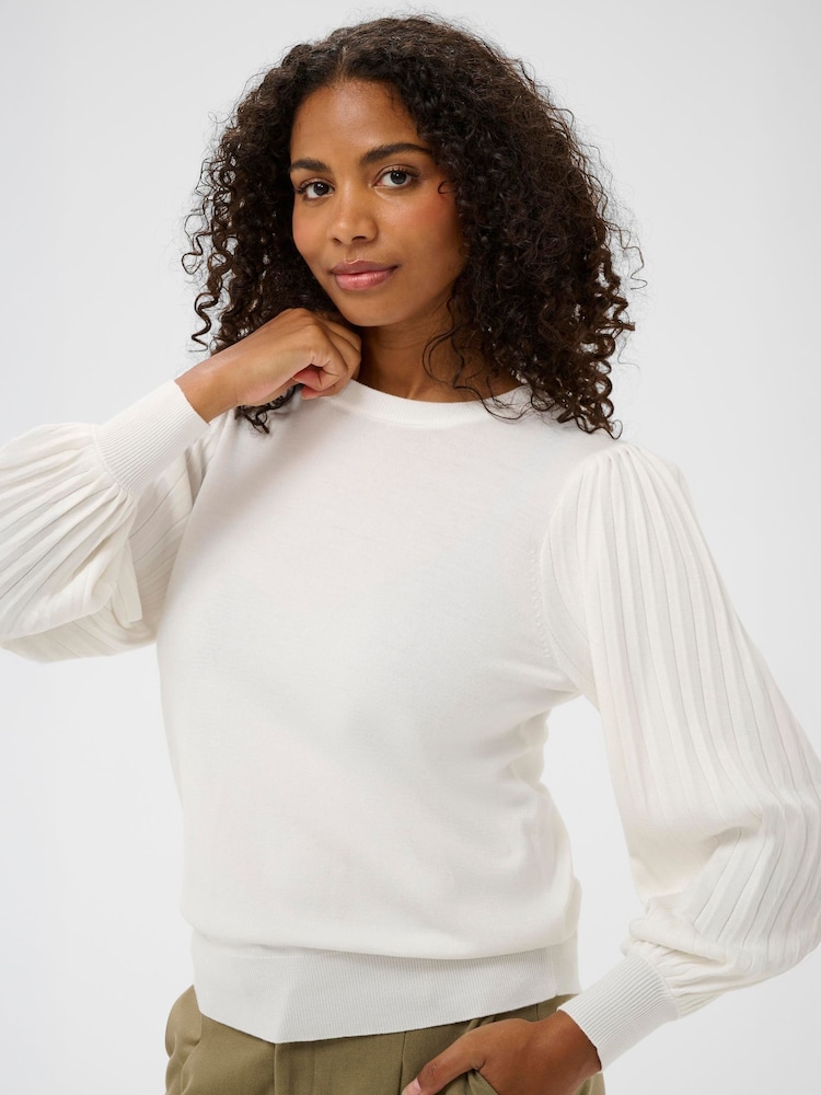 Kaffe White KAlone Long Sleeve Knit Jumper - Image 1 of 6 Kaffe White KAlone Long Sleeve Knit Jumper - Image 1 of 6