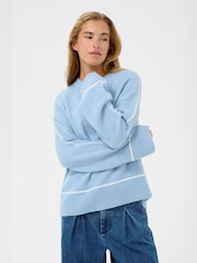 Kaffe Blue Long Sleeve Jumper - Image 1 of 6