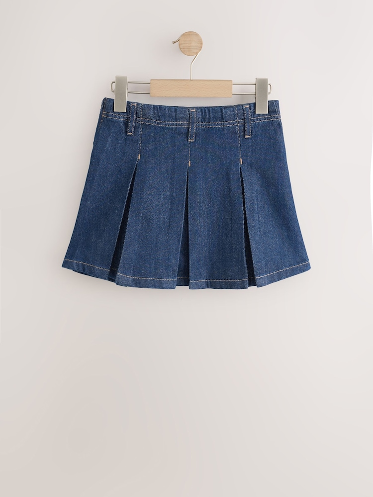 Dark Wash Pleated Denim Skirt (3-16yrs) - Image 2 of 4 Dark Wash Pleated Denim Skirt (3-16yrs) - Image 2 of 4
