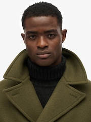 Superdry Green The Merchant Store Wool Long Coat - Image 4 of 6