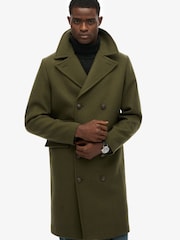 Superdry Green The Merchant Store Wool Long Coat - Image 5 of 6
