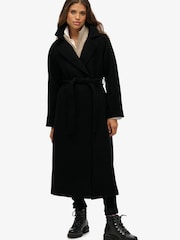 Superdry Black Relaxed Long Wool Coat - Image 2 of 8