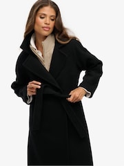 Superdry Black Relaxed Long Wool Coat - Image 5 of 8