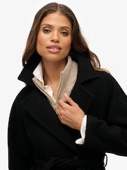 Superdry Black Relaxed Long Wool Coat - Image 6 of 8