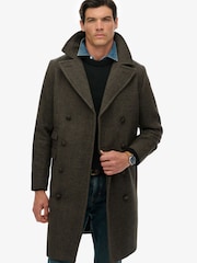 Superdry Brown The Merchant Store - Wool Long Coat - Image 1 of 7
