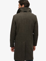 Superdry Brown The Merchant Store - Wool Long Coat - Image 5 of 7