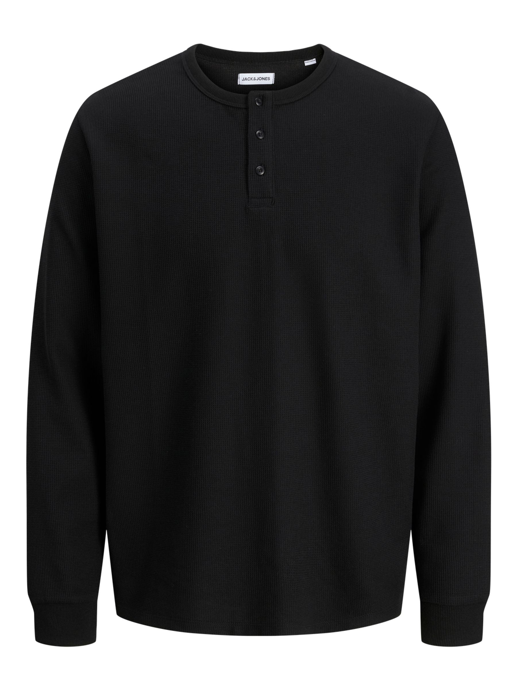 Buy JACK & JONES Black Long Sleeve Henley T-Shirt from Next India