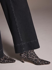 Mint Velvet Black Isla Leopard Print Ankle Boots - Image 1 of 5