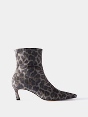 Mint Velvet Black Isla Leopard Print Ankle Boots - Image 2 of 5
