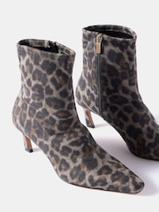Mint Velvet Black Isla Leopard Print Ankle Boots - Image 3 of 5