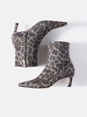 Mint Velvet Black Isla Leopard Print Ankle Boots - Image 4 of 5