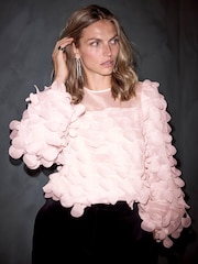 Mint Velvet Pink Pink Appliqué Textured Top - Image 3 of 8