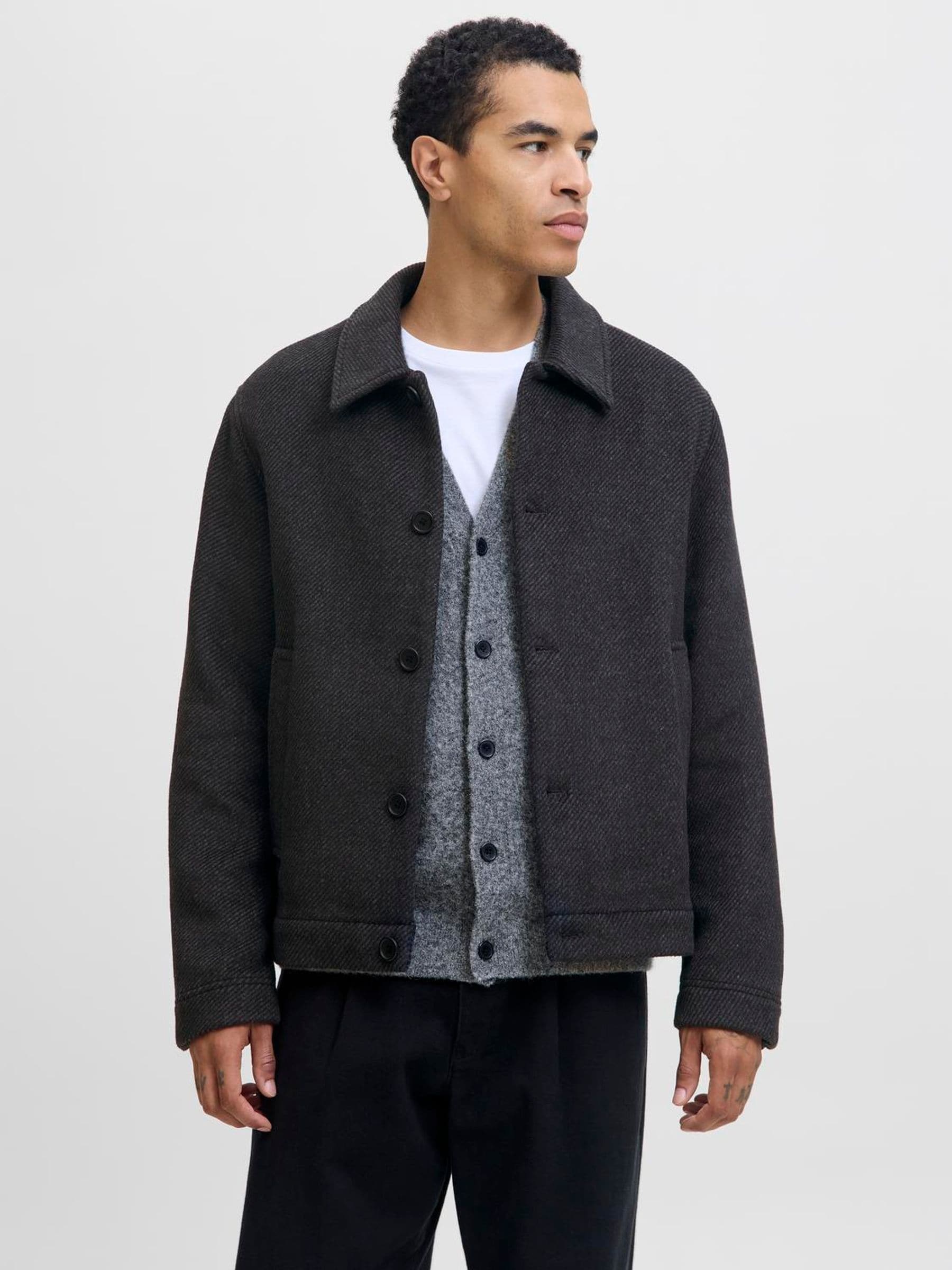 Buy JACK & JONES Black Wool Button-up Jacket from Next USA