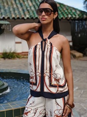 Ecru halsduk hästtryck - Topp med Halter - Bild 2 av 4